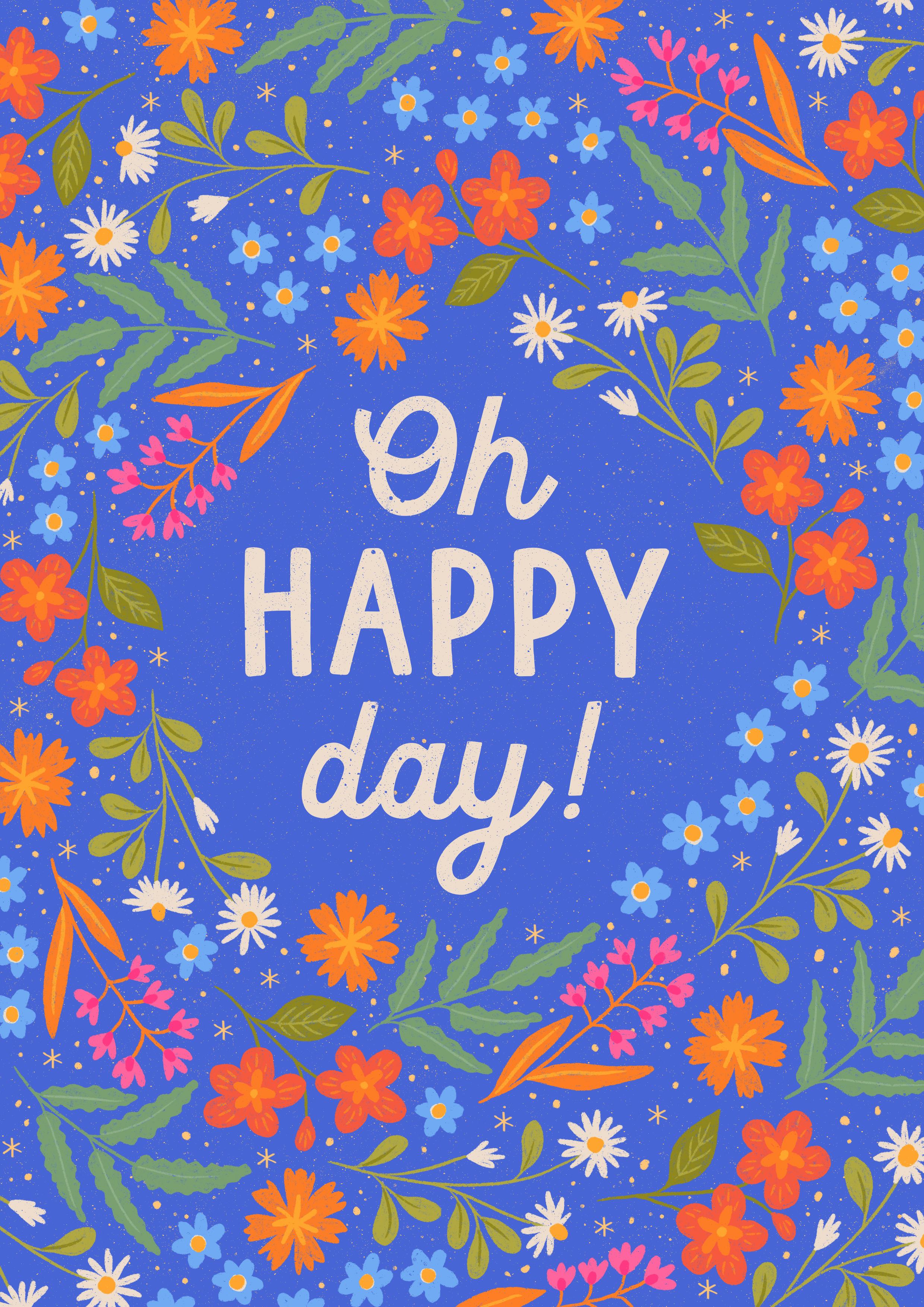 Colorful greeting card "Oh happy day!"