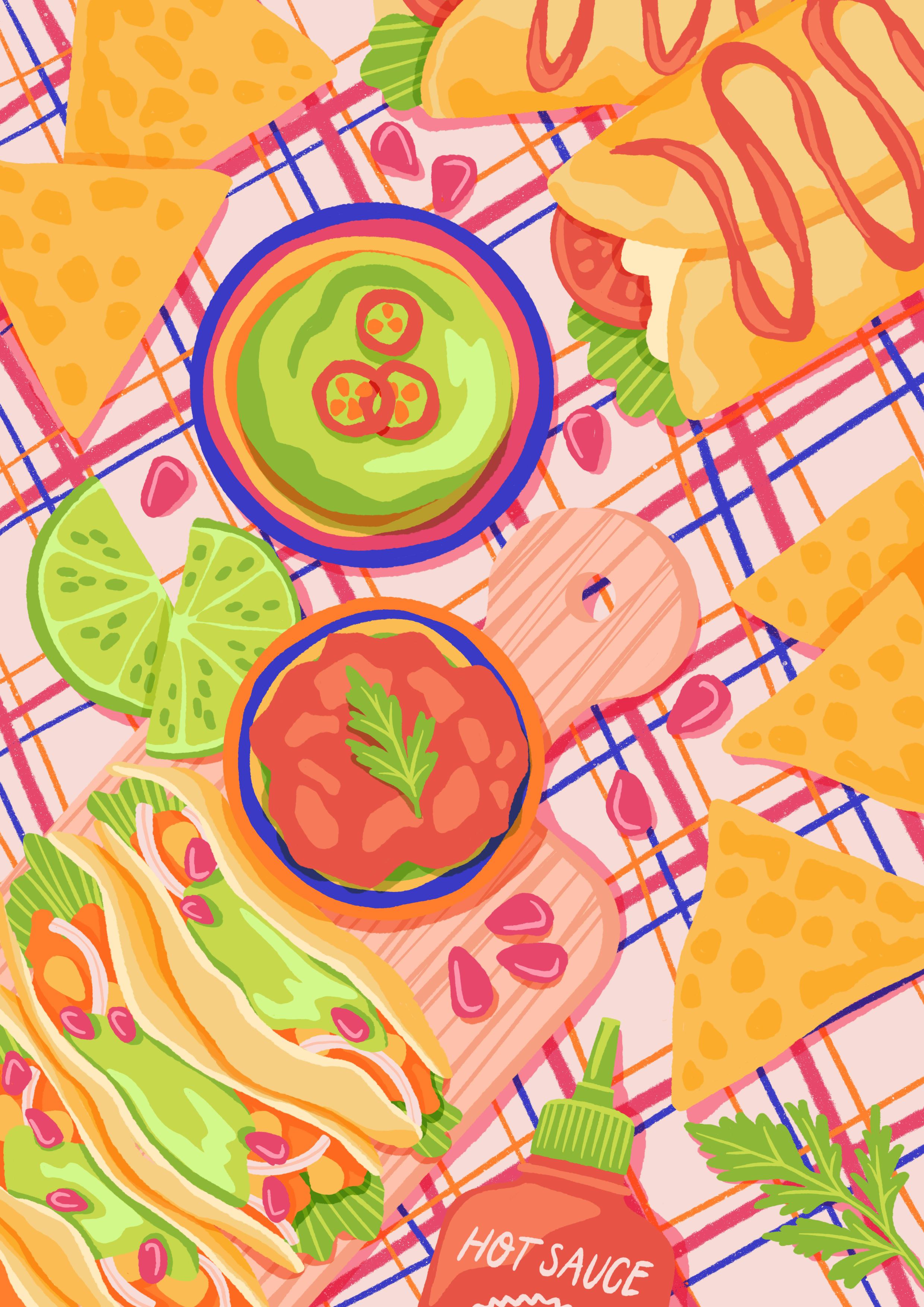 illustration of mexican food