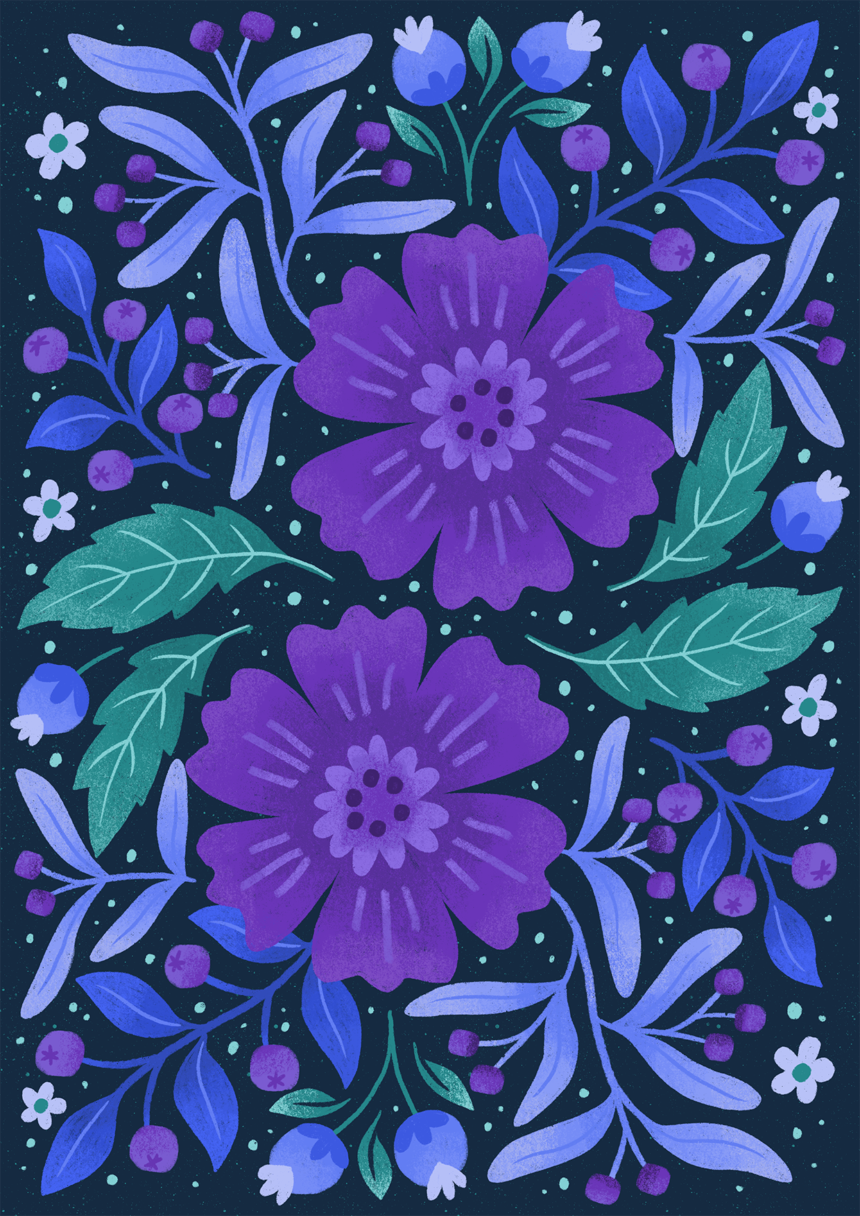 illustrated purple flowers