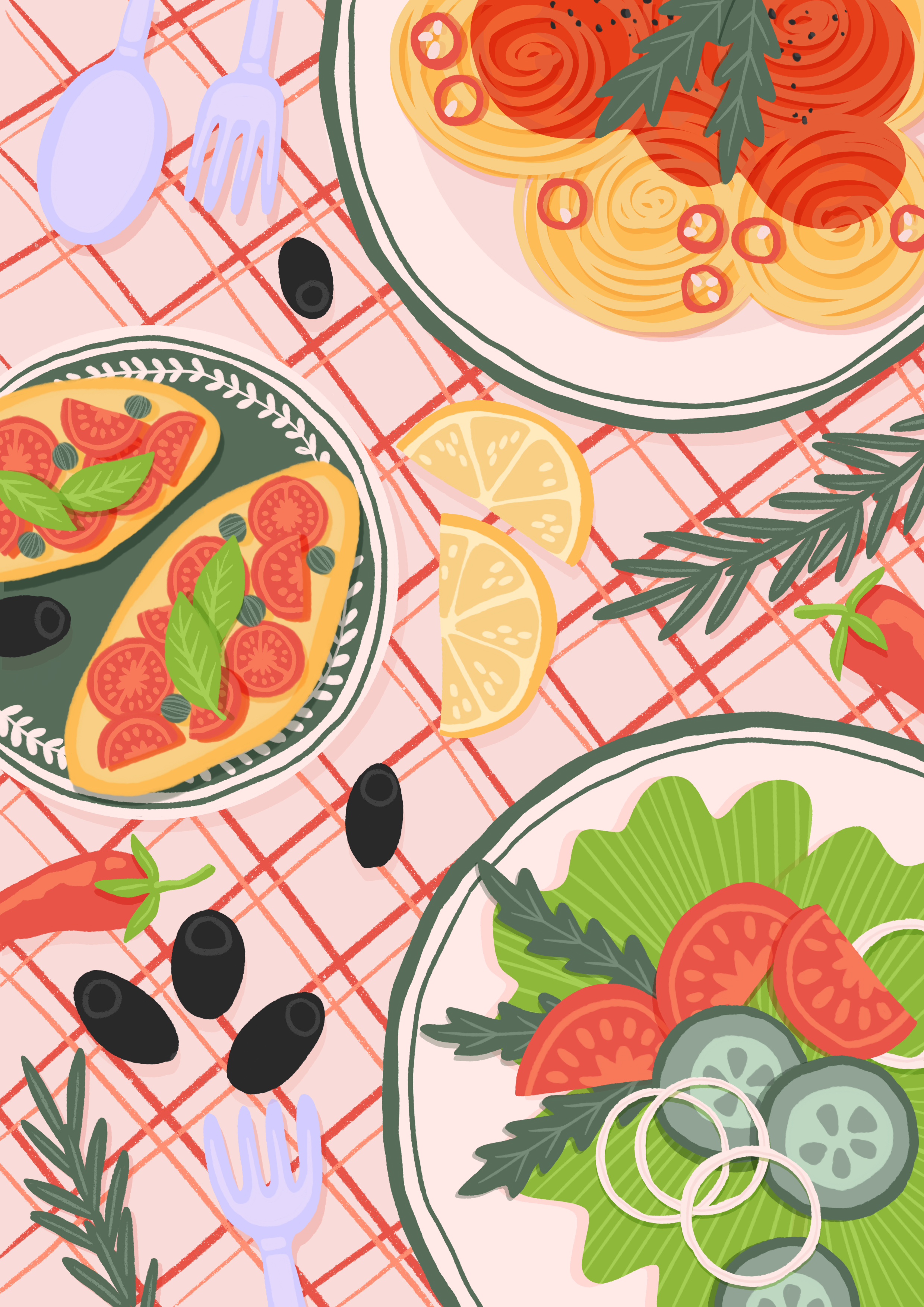 illustration of italian food