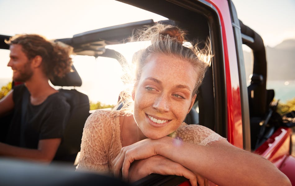 Couple on road trip