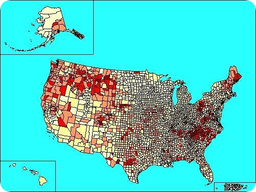 Map of Scots Irish in America