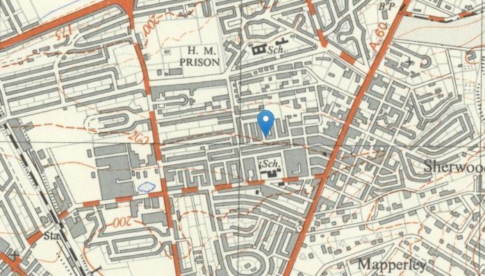 A 1937-1961 Ordnance Survey map of Nottingham