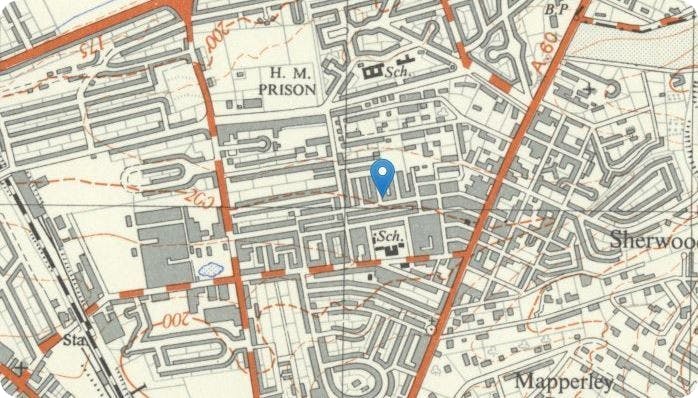A 1937-1961 Ordnance Survey map of Nottingham