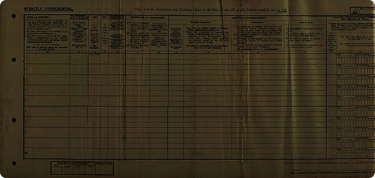 Blank 1921 Census form