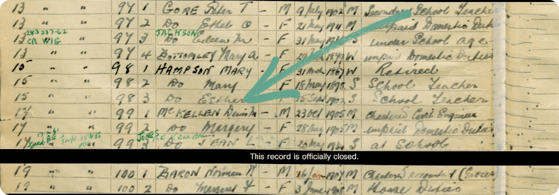 The McKellen family in the 1939 Register. View this record here.