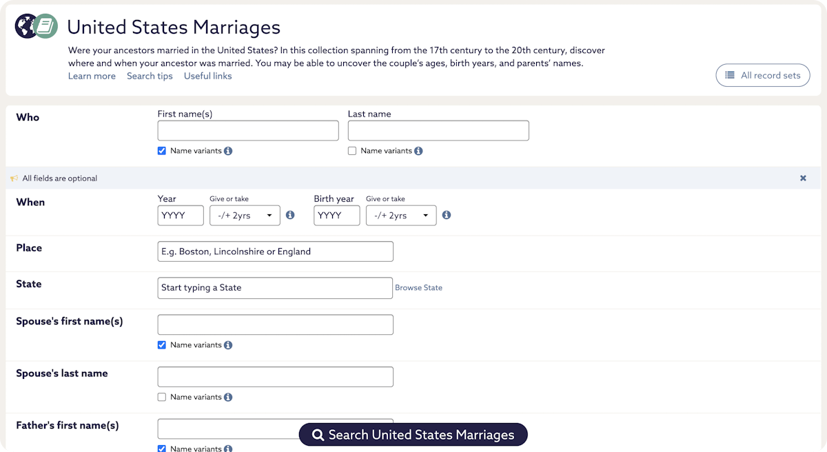 marriage records