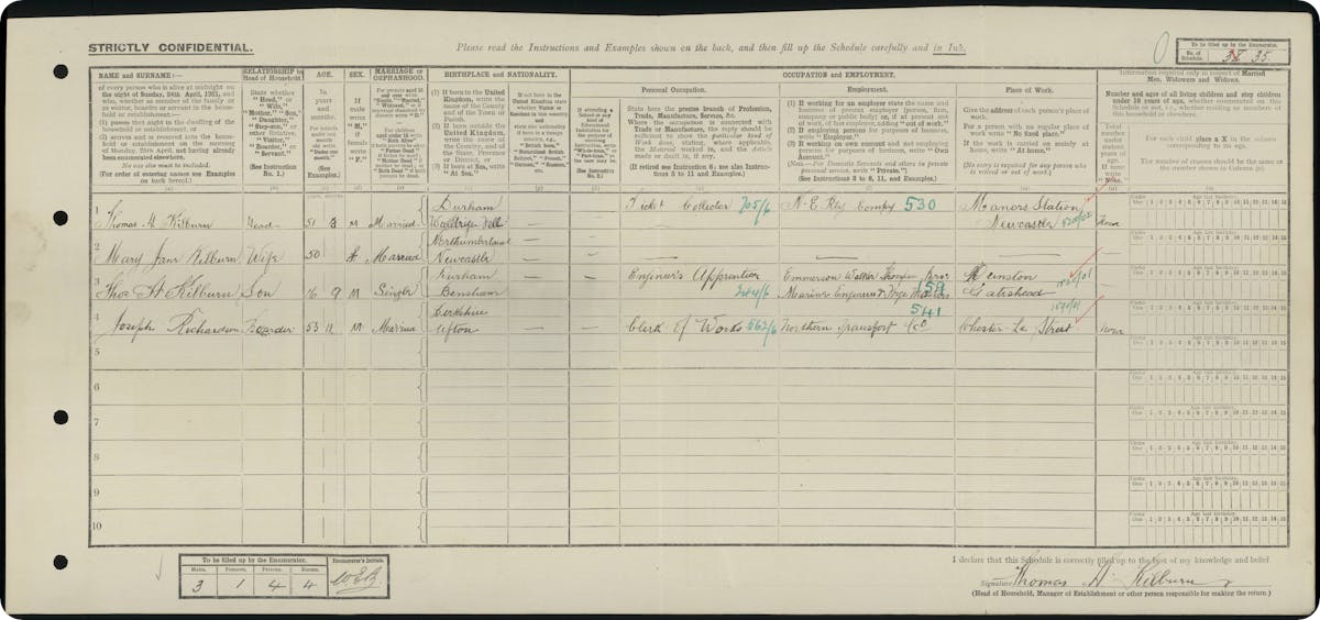 Thomas Kilburn Senior's 1921 Census Record