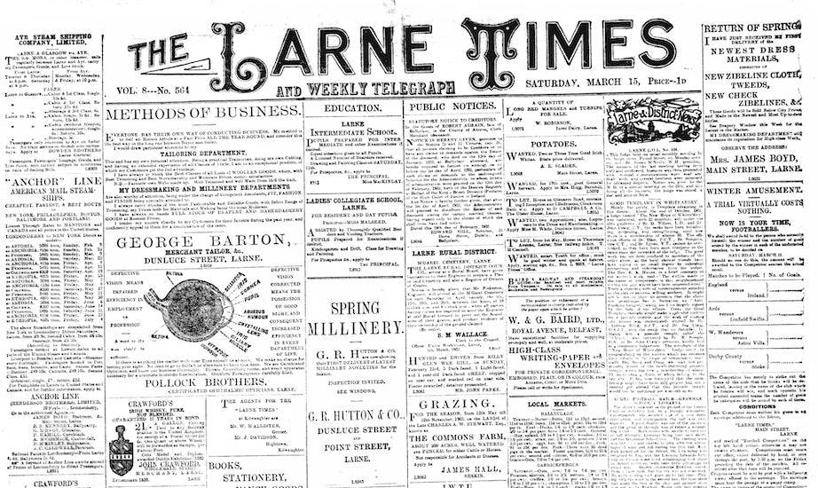 Larne Times, 15 March 1902.