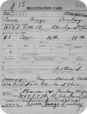 Lance’s WW1 draft registration card from 1918