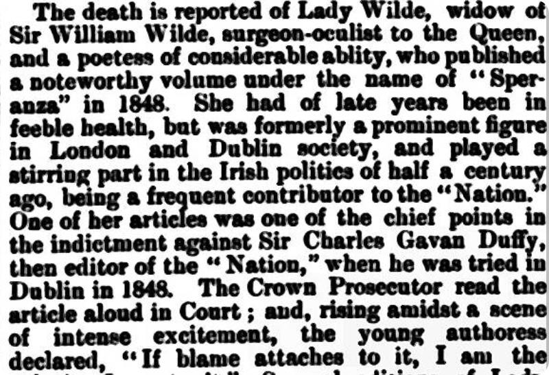 A report on Jane's death, found in the Penrith Observer, 1896.
