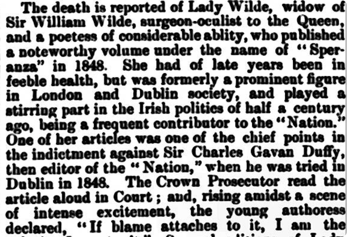 A report on Jane's death, found in the Penrith Observer, 1896.