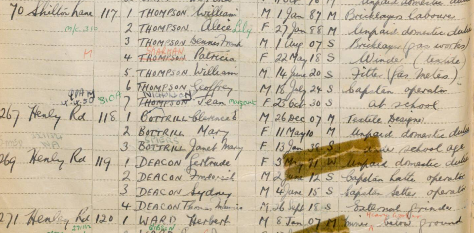 A snippet from the 1939 Register.