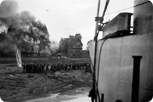 Civilian houses destroyed on D-Day, 1944.