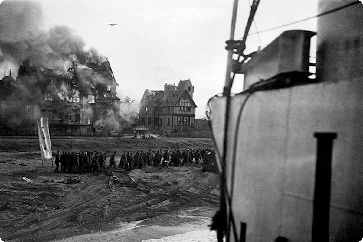 Civilian houses destroyed on D-Day, 1944.