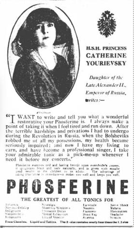 A newspaper clipping advertising a performance by Princess Catherine.
