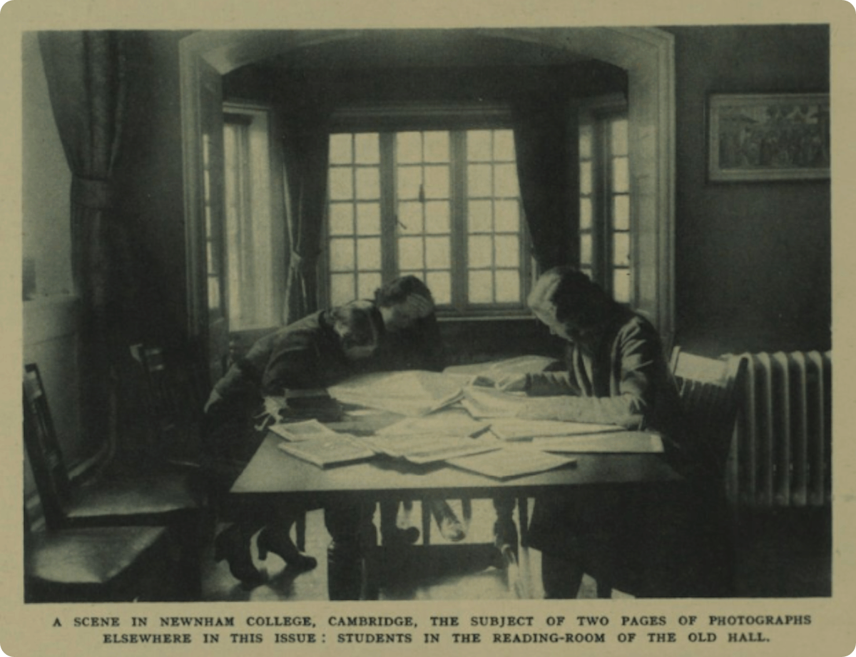 Students in the library of Newnham College, Cambridge. The Illustrated London News, 20 May 1933. 