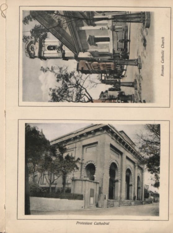 A Gibraltarian Protestant cathedral and a Gibraltarian Catholic church, part of the Colonial Office photographic collection, 1904.