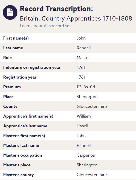 British apprenticeship records