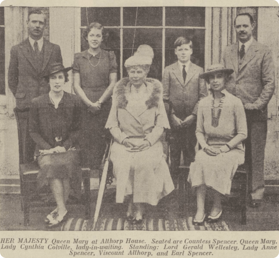 Queen Mary and Earl Spencer at Althorp in 1937.