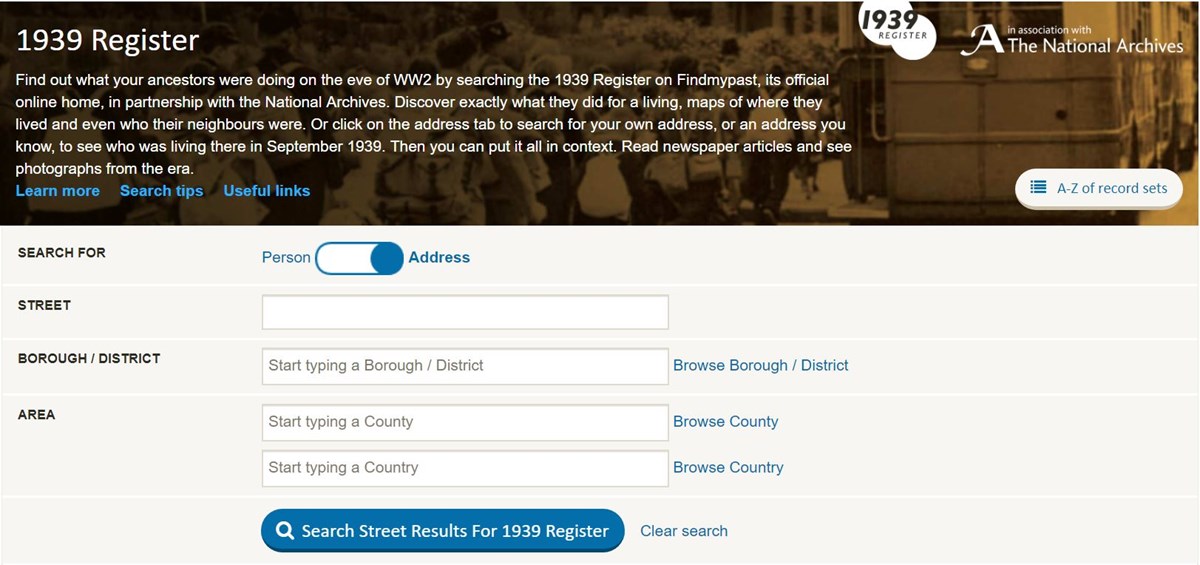 Getting started with the 1939 Register 1939 Register