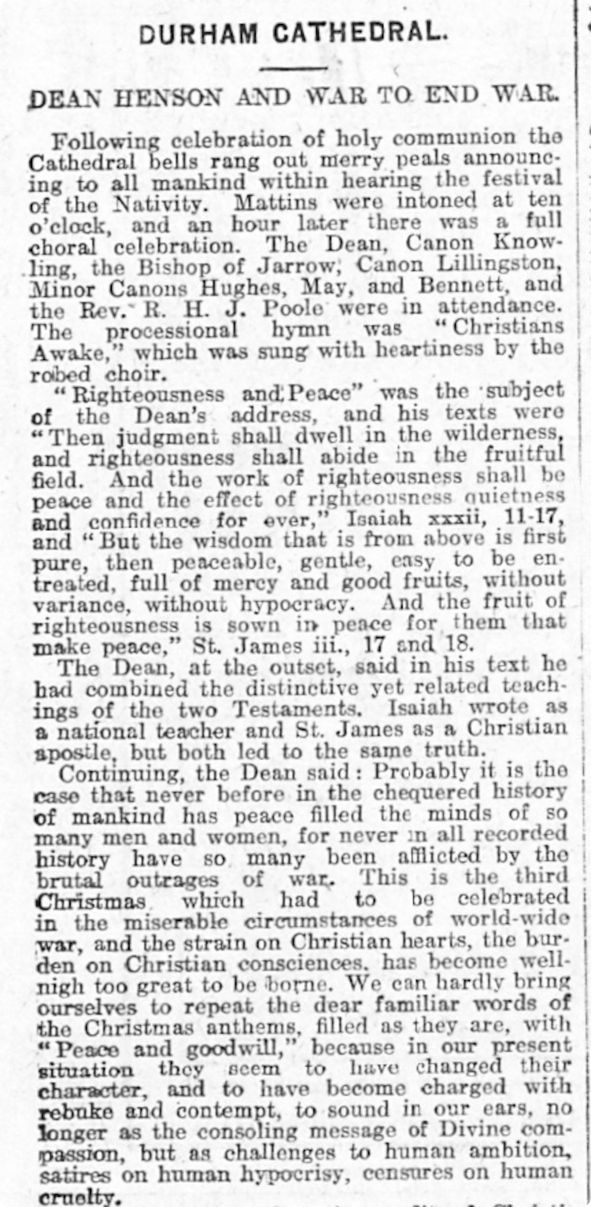 Durham Chronicle, 29 December 1916.