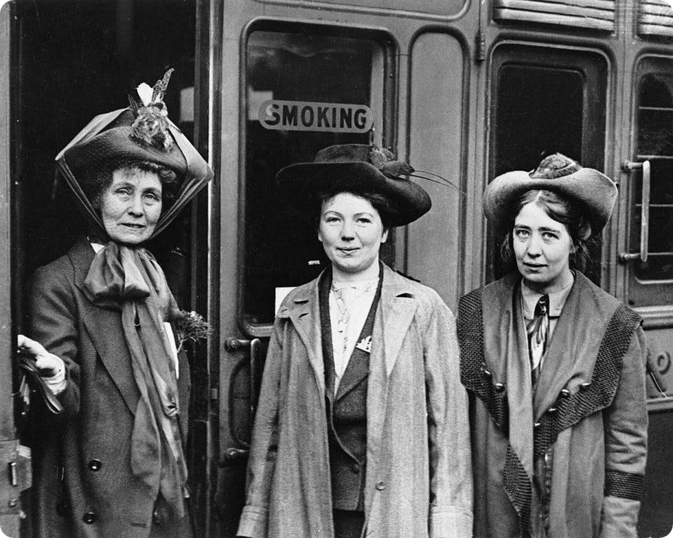 Emmeline, Christabel and Sylvia Pankhurst in 1911