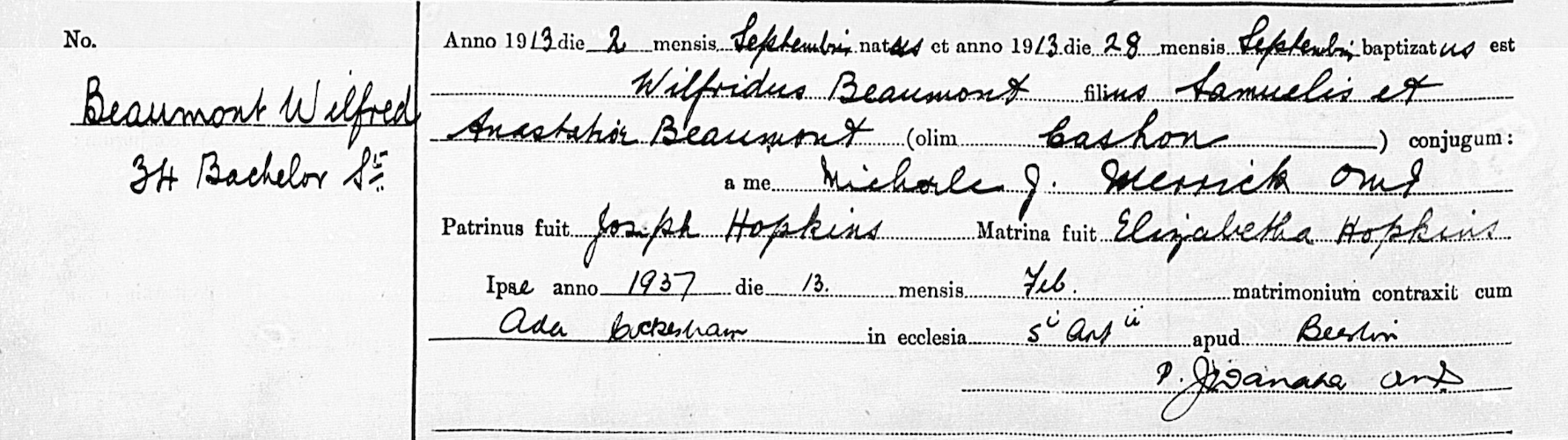 Leeds parish baptism record