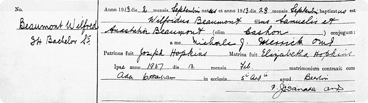 Leeds parish baptism record