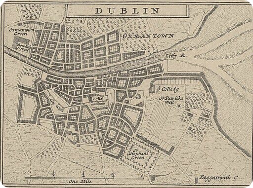 A map of Dublin in 1714.