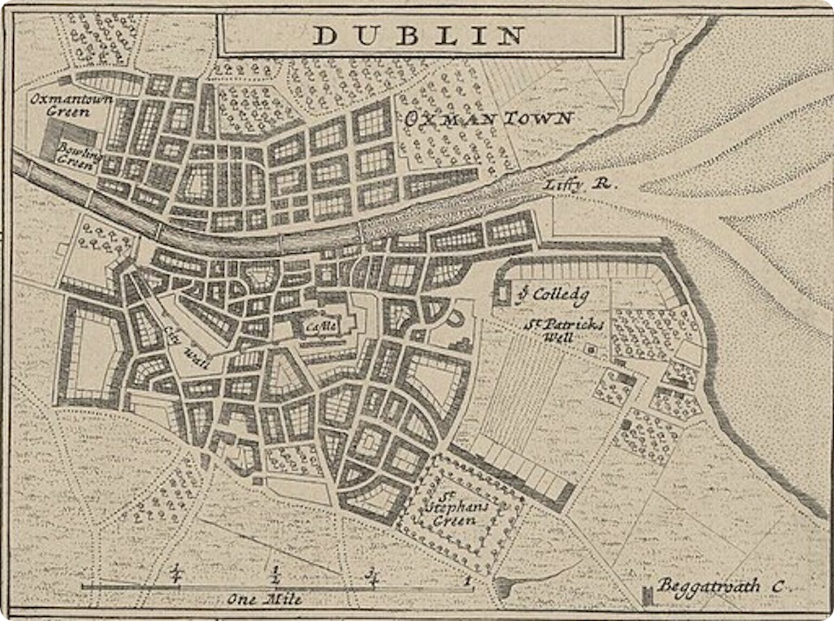 A map of Dublin in 1714.