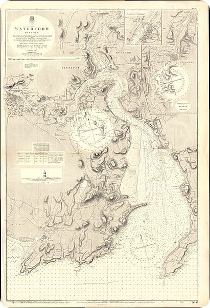 Nautical map of Waterford Port, 1882.