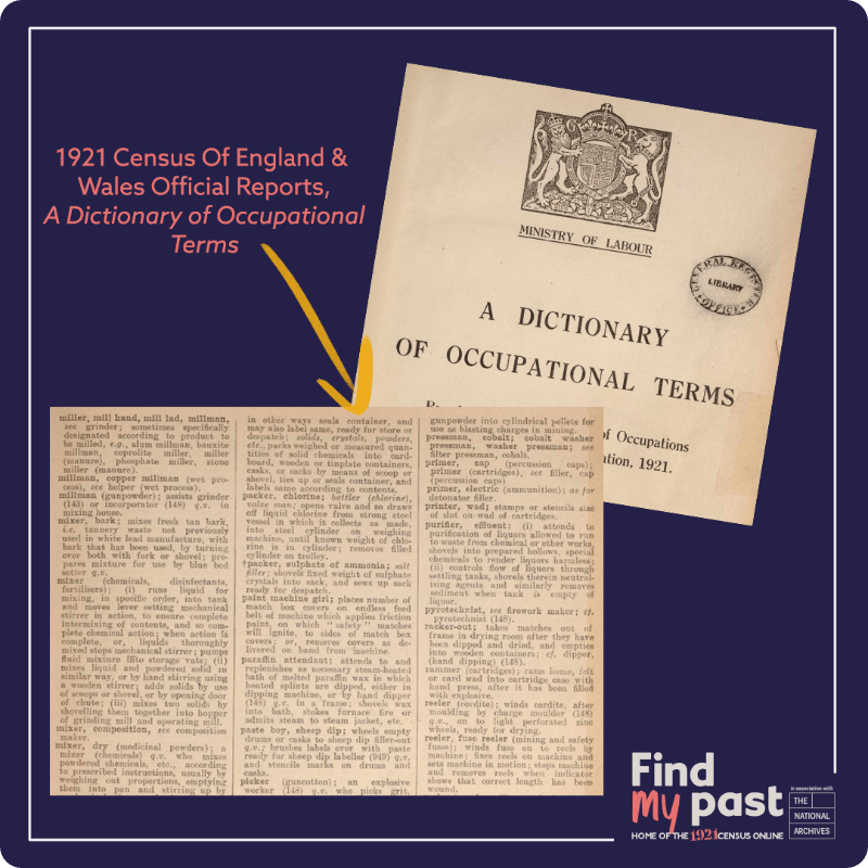 A Dictionary of Occupational Reports from the 1921 Census of England and Wales Official Reports.