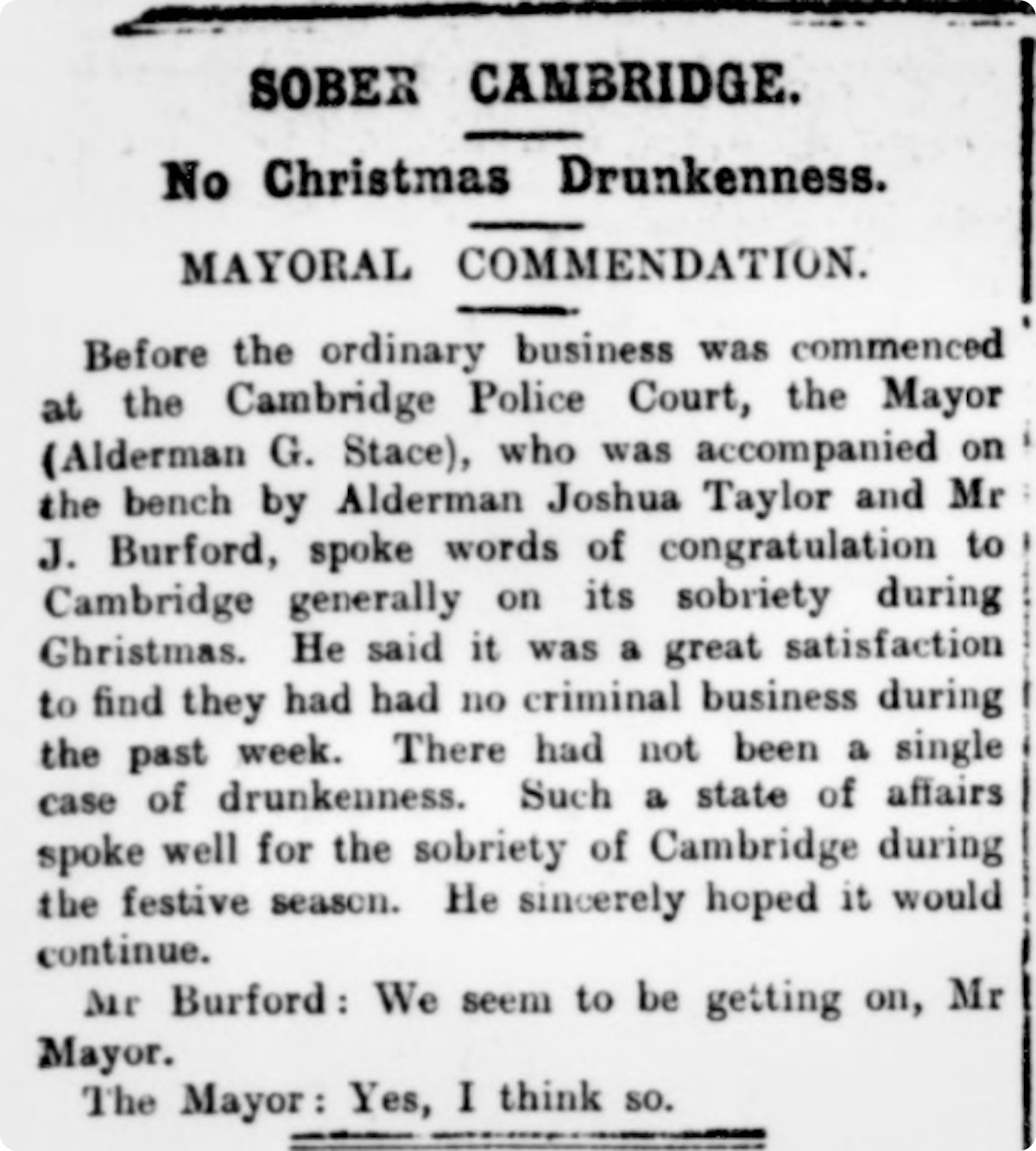 Cambridge Daily News, 29 December 1906.
