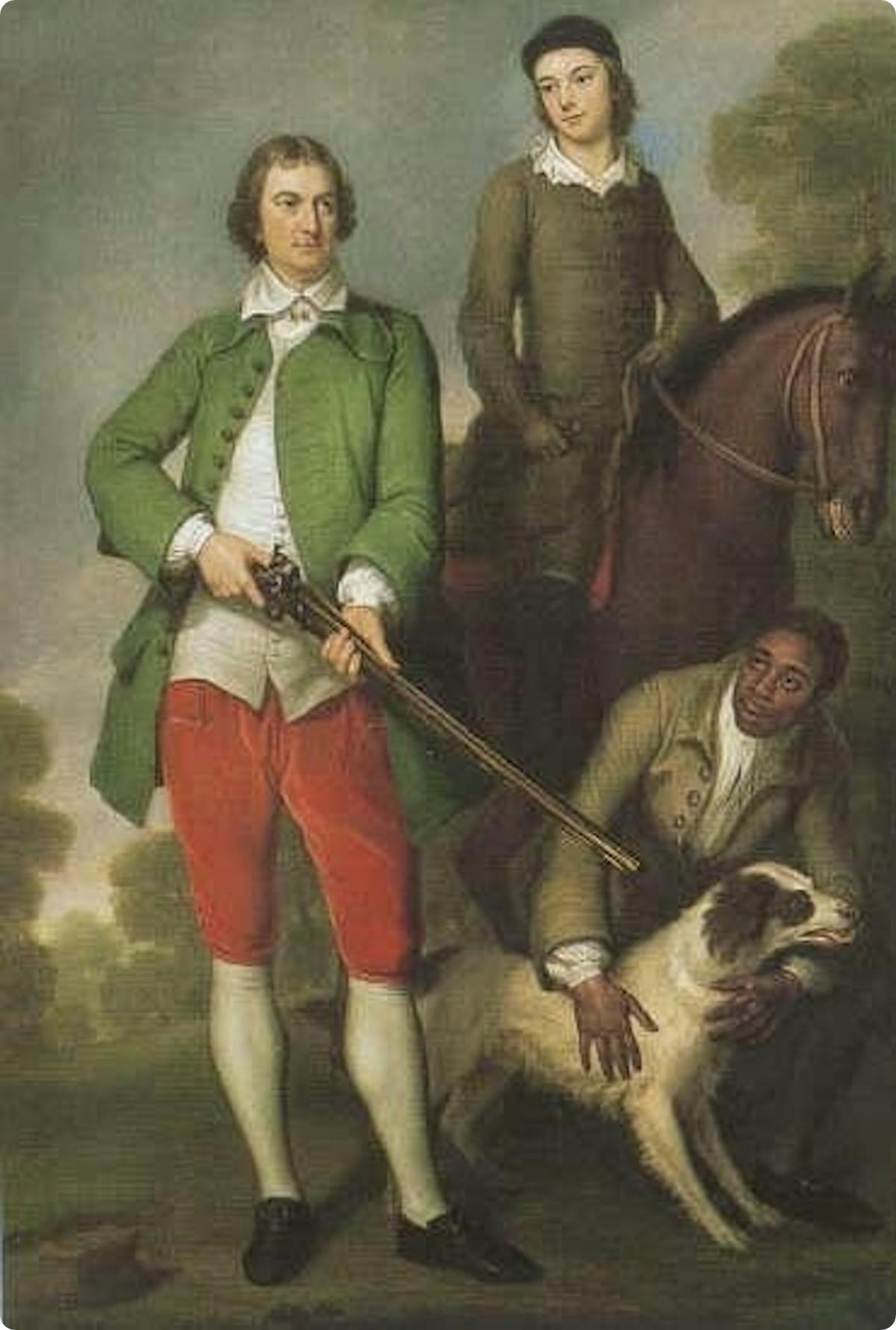 The First Earl Spencer hunting with his son and a servant
