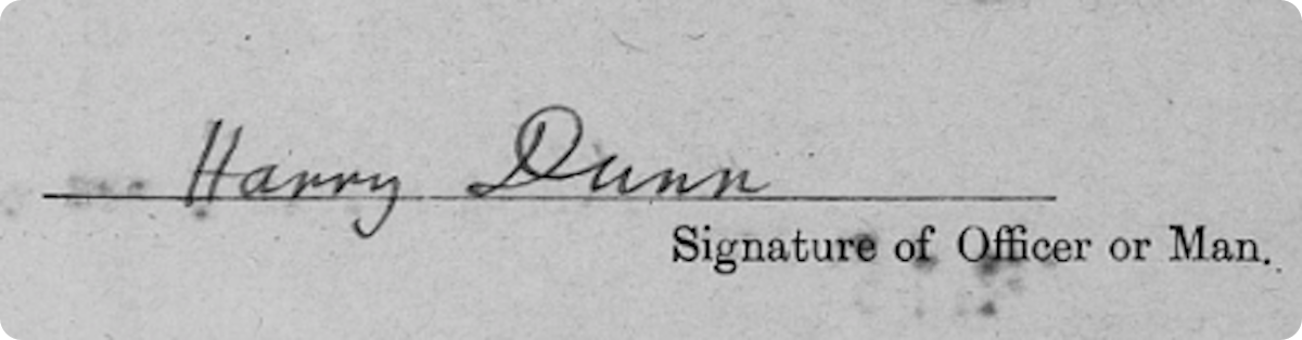 Harry’s signature from his service record, a small sample of a hero’s handwriting.