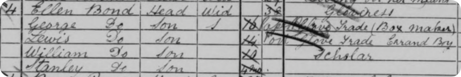 Ellen and Jennie’s grandfather on the 1891 Census, with the four-month-old Stanley. 