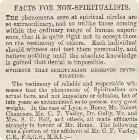 'Facts for Non-Spiritualists', 1871. 