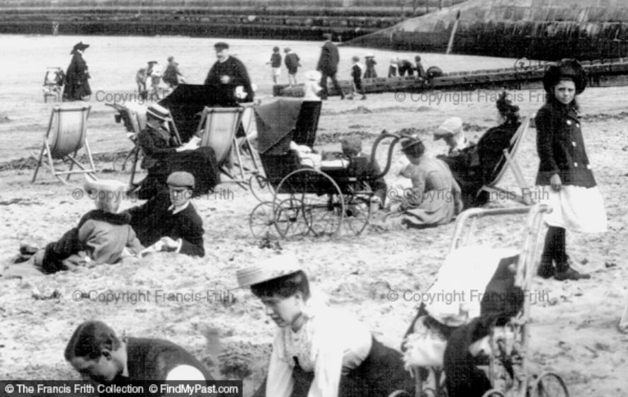 Families on the beach of Margate, 1906