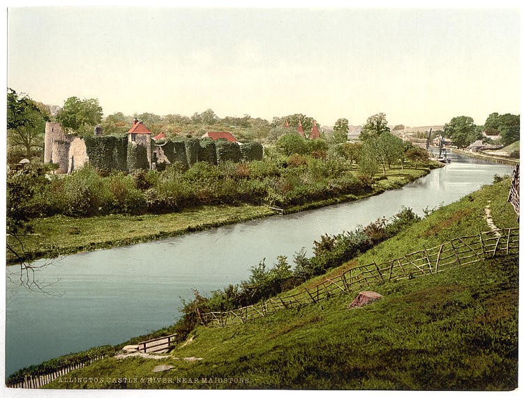 Allington Castle, Maidenstone, pictured in photomechanical print circa 1890-1900.