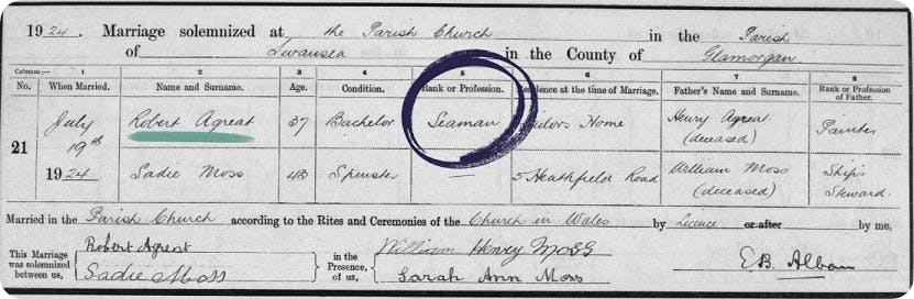 Swansea marriage records