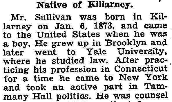 The obituary of James M. Sullivan contained information that helped us find his birth in our Irish Catholic parish records. Read more about this American diplomat who was arrested and imprisoned during the 1916 Rising.