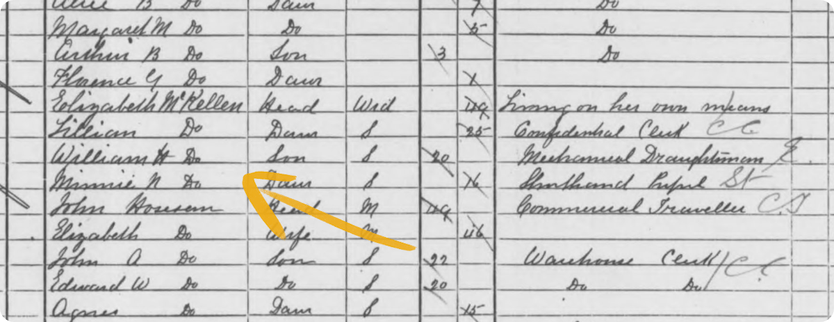 William and his family in the 1891 Census.