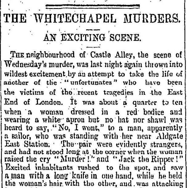 The Whitechapel Murders, an exciting scene.  The Scotsman 20 July 1889