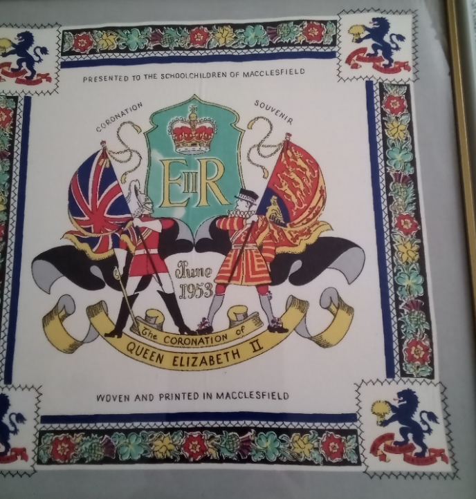 Regina's silk handkerchief, presented to her at the coronation.