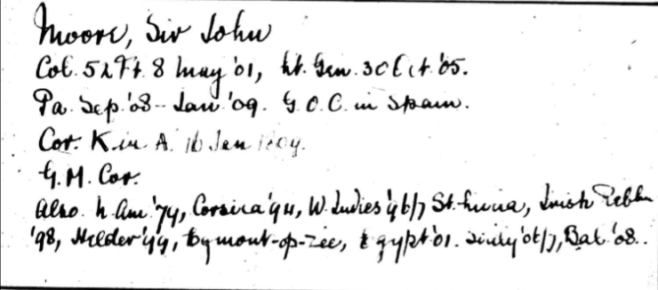 Sir John Moore's record. 