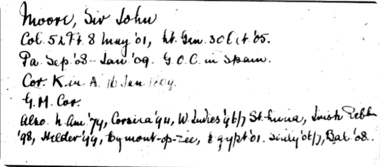 Sir John Moore's record.