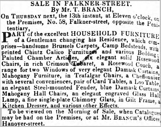 Old newspaper auction listings