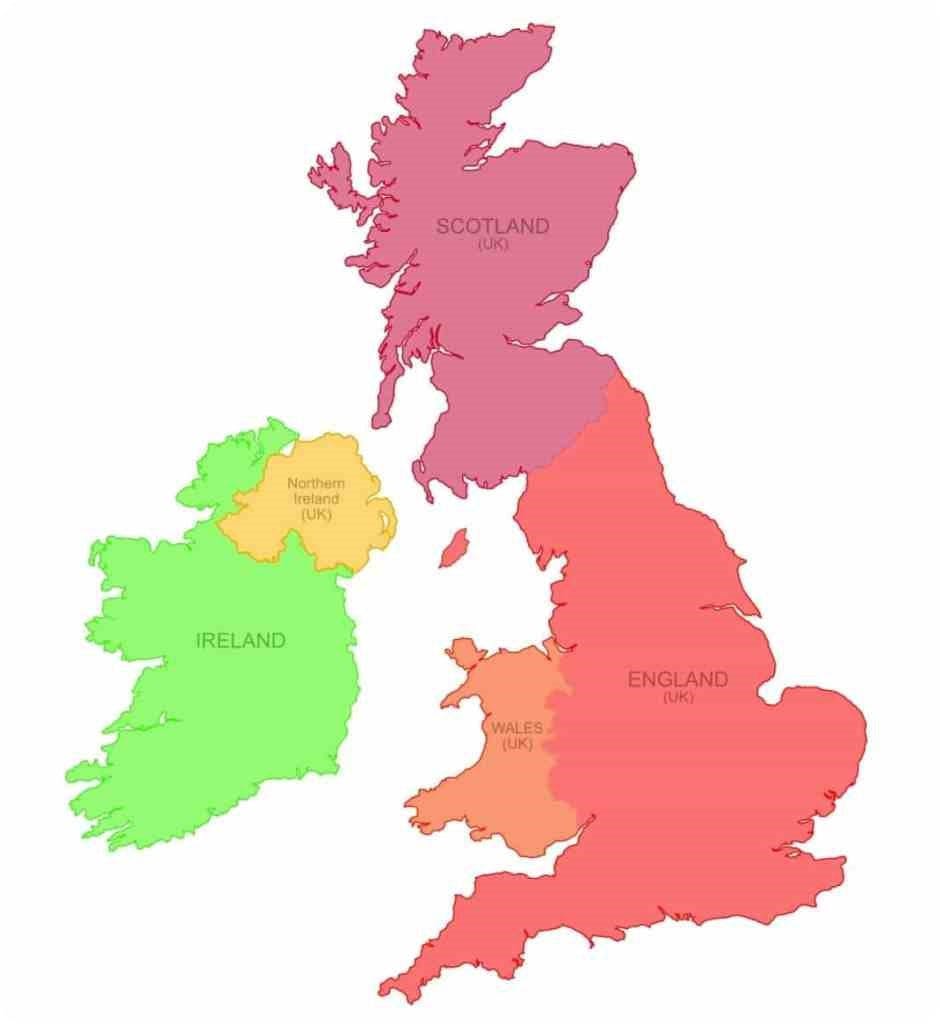 The four countries of the United Kingdom and the Republic of Ireland. Map courtesy of Nate Parker.