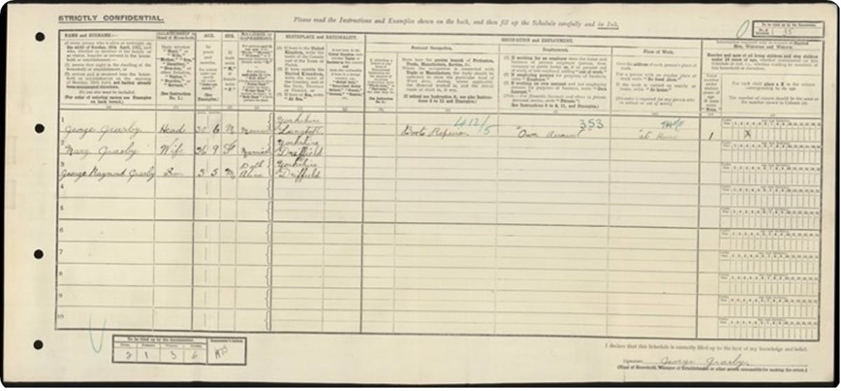 George Grasby in the 1921 census